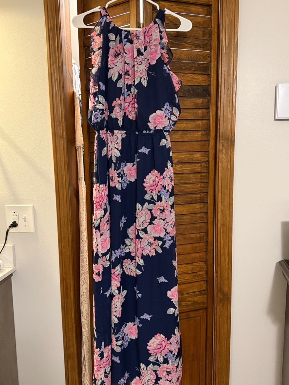 Old Navy Navy and Pink Floral Halter Dress